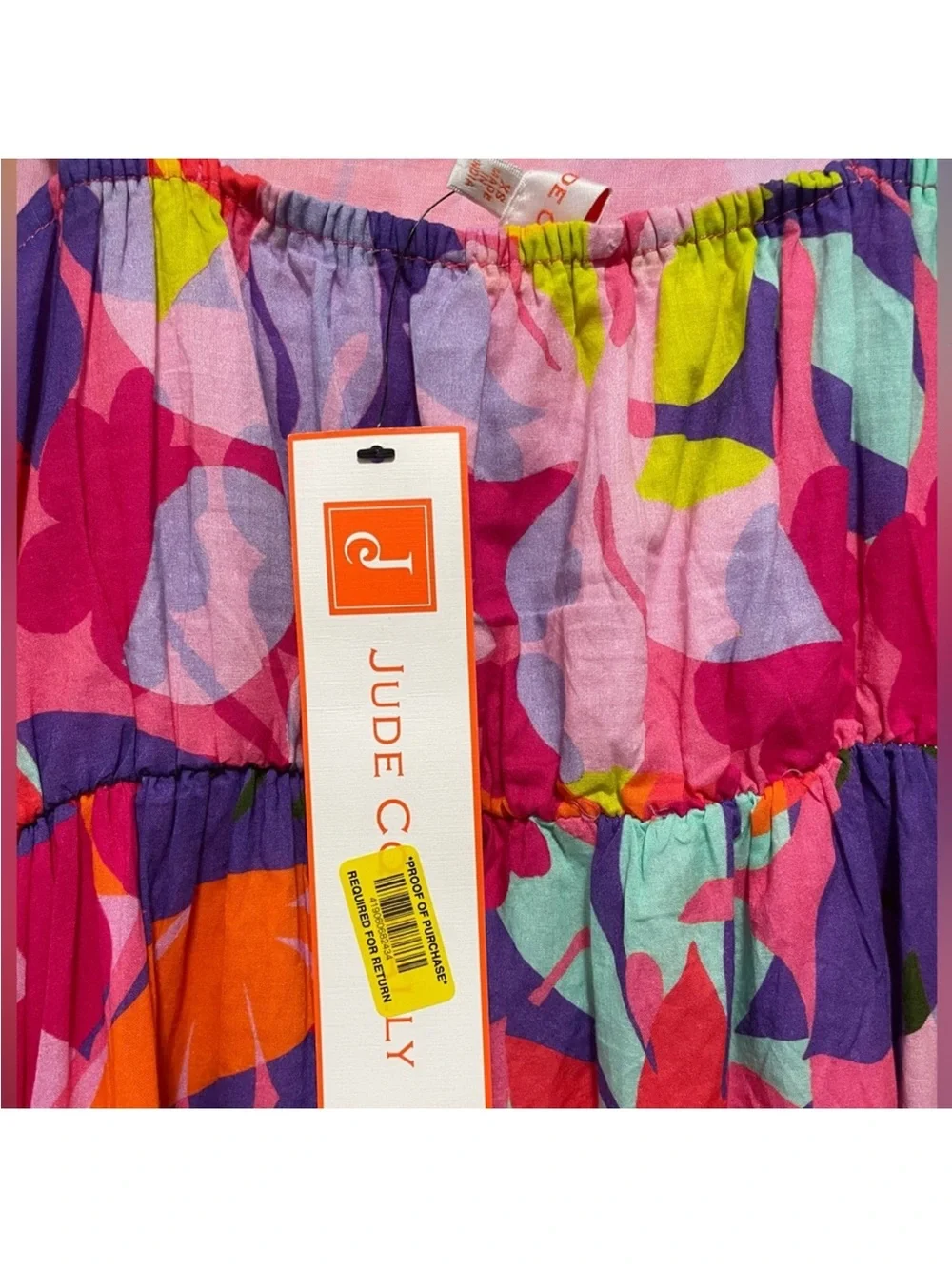NWT Jude Connally Rose Kaleidoscope Floral Print Cotton Voile Square Neck Dress